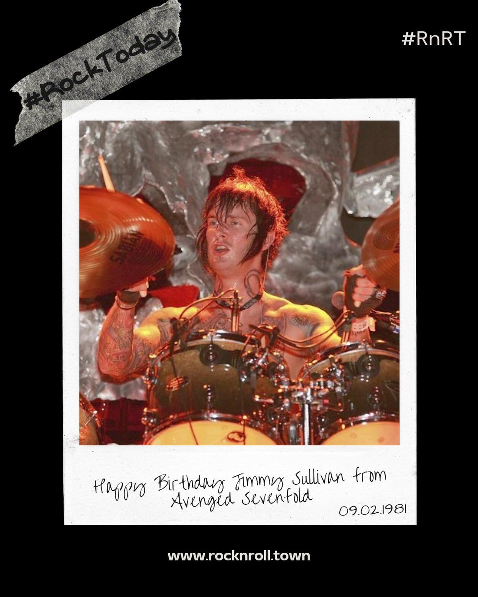 RockNRollTown's tweet photo. #RockToday
📅 09/02/1981 📅

Γεννιέται ο Jimmy "The Rev" Sullivan 🥁, drummer των @TheOfficialA7X 🤘🏻.

#RnRT #RockNRollTown #JimmySullivan #AvengedSevenfold https://t.co/KIgEysGMBm