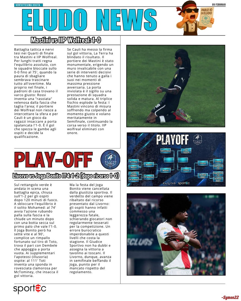 eLUDO_official's tweet photo. 🗞️Eludo News🗞️

Ventottesima uscita del nostro giornale 

📰 Notizie, Risultati, Interviste e tante altre curiosità nel nostro editoriale 

🎮 Si parla di Playoff e di Finali 

➡️ Condividi e metti like se parliamo di te o del tuo team 

#eludo #revolution #eafc26 #proclub https://t.co/6XSviMpDnk