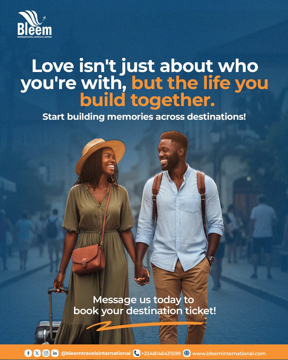 BleemTravels's tweet photo. Love isnβt just about holding hands.
Build memories across destinations with the one you love.
Message us today to book your destination ticket!
π +234 814 643 1599
π https://t.co/j21r3fYZ33
#travelagencylagos #valentine2026 #bookaflight #bookaflightlagos https://t.co/XIfCbjup3a