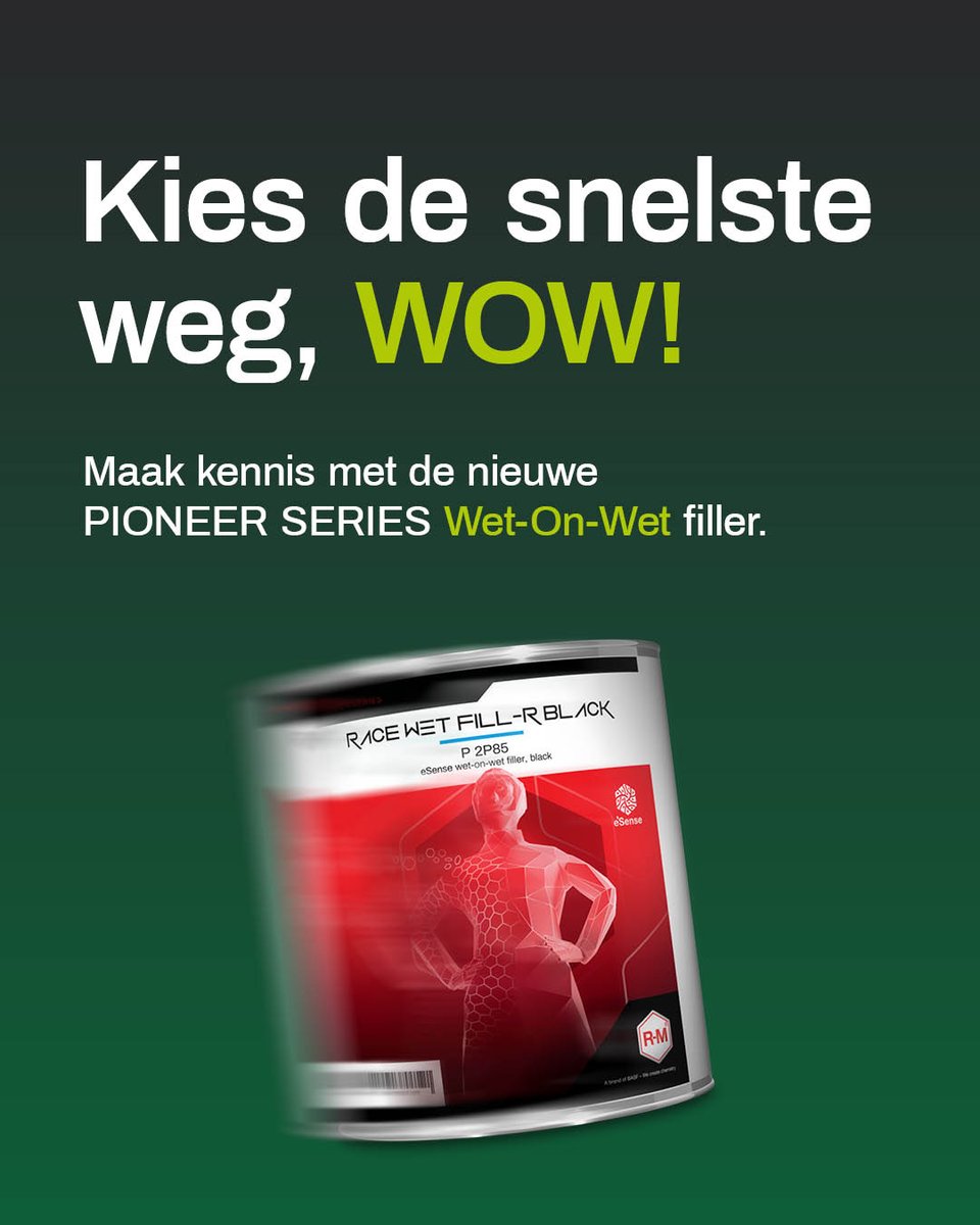 Maak kennis met de PIONEER SERIES Race WET Fill-R P 2P81 / P 2P85 – de nieuwe norm voor duurzaam presteren. Het product is Ccycled®-gecertificeerd, gemaakt voor snelheid en ontworpen om naadloos samen te werken met het eSense-assortiment.

rmpaint.com/nl/producten