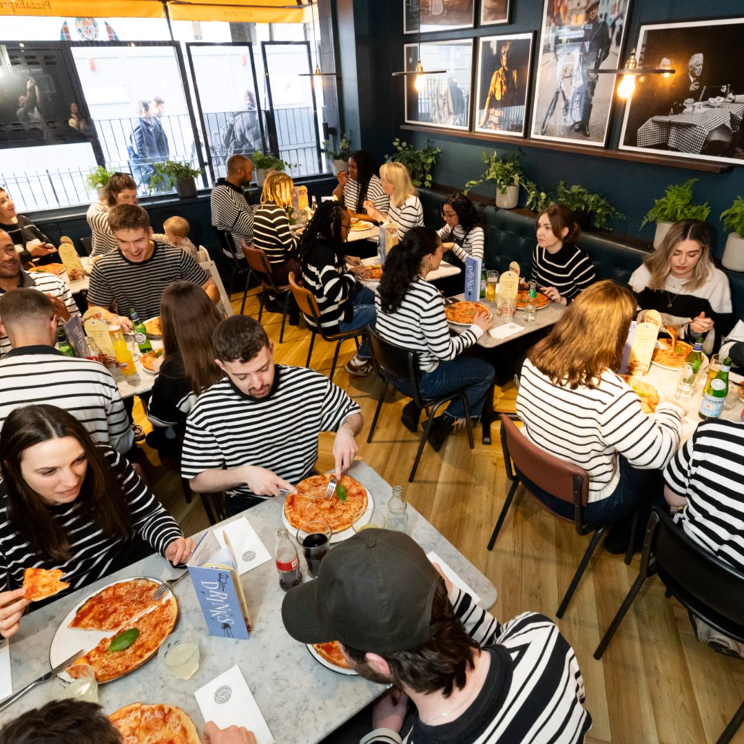HAPPY NATIONAL PIZZA DAY aka our fave day of the year. 🥹

We're giving away 50,000 Margherita's across all our pizzerias, to anyone wearing a black and white striped tee for today only! 🍕

Be quick, once they're gone they're gone.

T&amp;C apply:pizzaexpress.com/terms-and-cond… 🔗