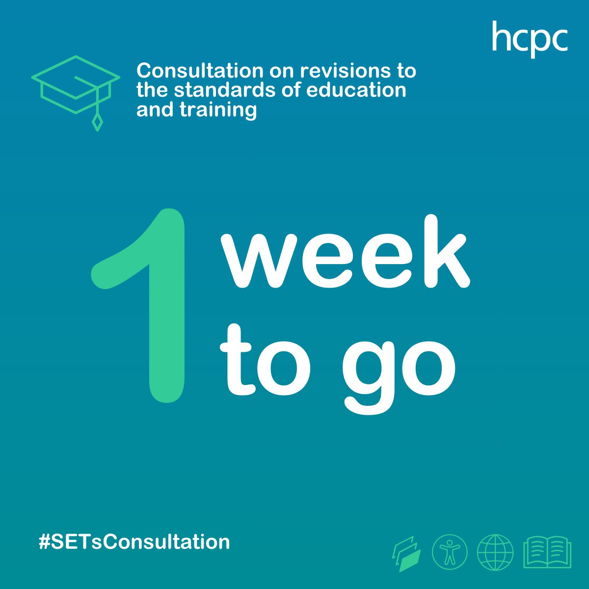 ⏳ One week left to respond to our standards of education and training consultation, closing Monday 16 February 2026. 

✅ Find out more information on our website and respond to the consultation by filling in the survey 👉 hcpc-uk.org/sets-consultat… 

#myHCPCstandards