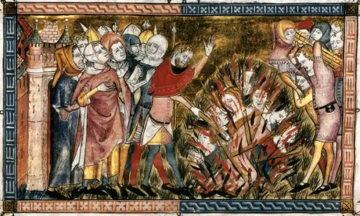 Antoni_Gelonch's tweet photo. #taldiacomavui,el 1349,amb l'arribada d la pesta negra a Europa, l'enveja i l'odi x la prosperitat dls jueus va fer q 2.000 d'entre ells,emprats com a bocs expiatoris,fossin cremats vius a Estrasburg x part d la població. Una horrible acció coneguda com la Massacre d Sant Valentí https://t.co/Iy4IIrhjuI
