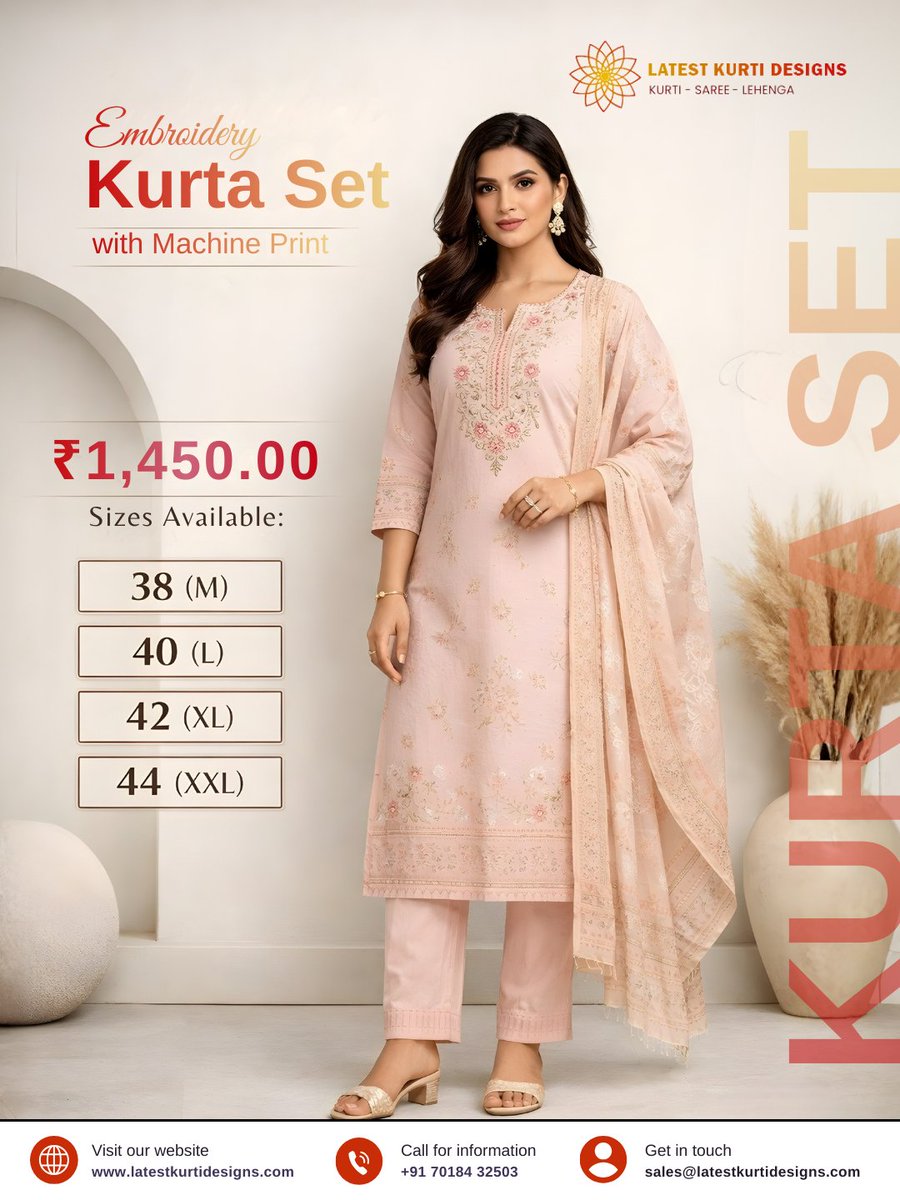 latestkurtides1's tweet image. ✨ Grace in Every Thread ✨
Embroidery Kurta Set with elegant machine print -
where comfort meets timeless ethnic charm 🌸

📩 DM us to order now!
📞082787 82823
📧sale@latestkurtidesigns.com
🌐latestkurtidesigns.com

#latestkurtidesigns #kurtiset #ethnicwear #embroideredkurti