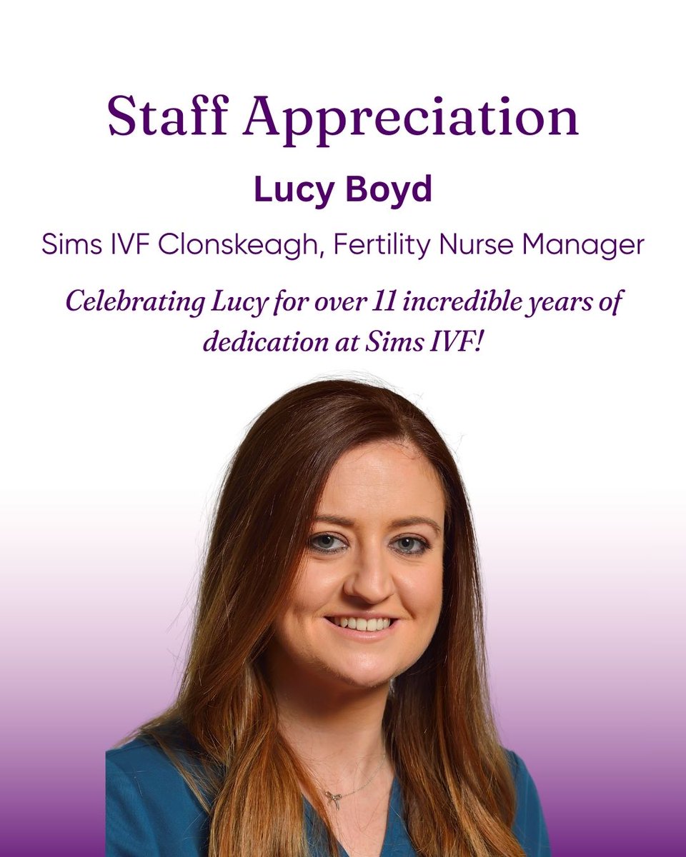 simsivf's tweet image. Staff Appreciation 🙌

Meet Lucy Boyd, our Nurse Manager at Sims IVF Clonskeagh! After 11+ years helping patients, Lucy bravely shared her own infertility journey and welcomed her beautiful daughter in 2025. 🌸

Thank you Lucy for everything you do. 💜

#SimsIVF