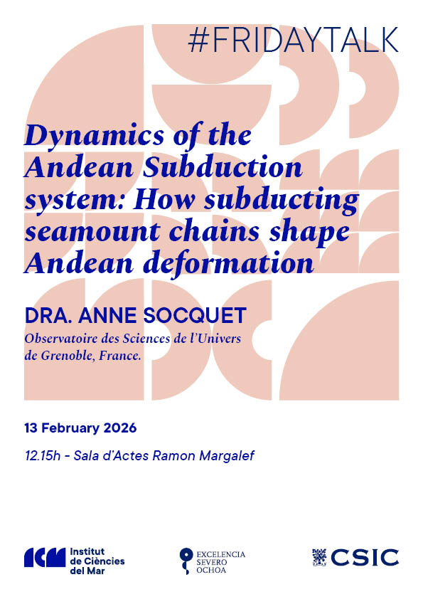 ICMCSIC's tweet photo. 🔶I #FridayTalk I🔶

🗣️ Do not miss the folllowing Friday Talk: "Dynamics of the Andean Subduction system: How subducting seamount chains shape Andean deformation and megathrust seismic behavior", with Dra. Anne Socquet

📍 13/2, 12:15h (ICM-CSIC)

🔗https://t.co/dkcspo5enx https://t.co/BJfMDoW4PA