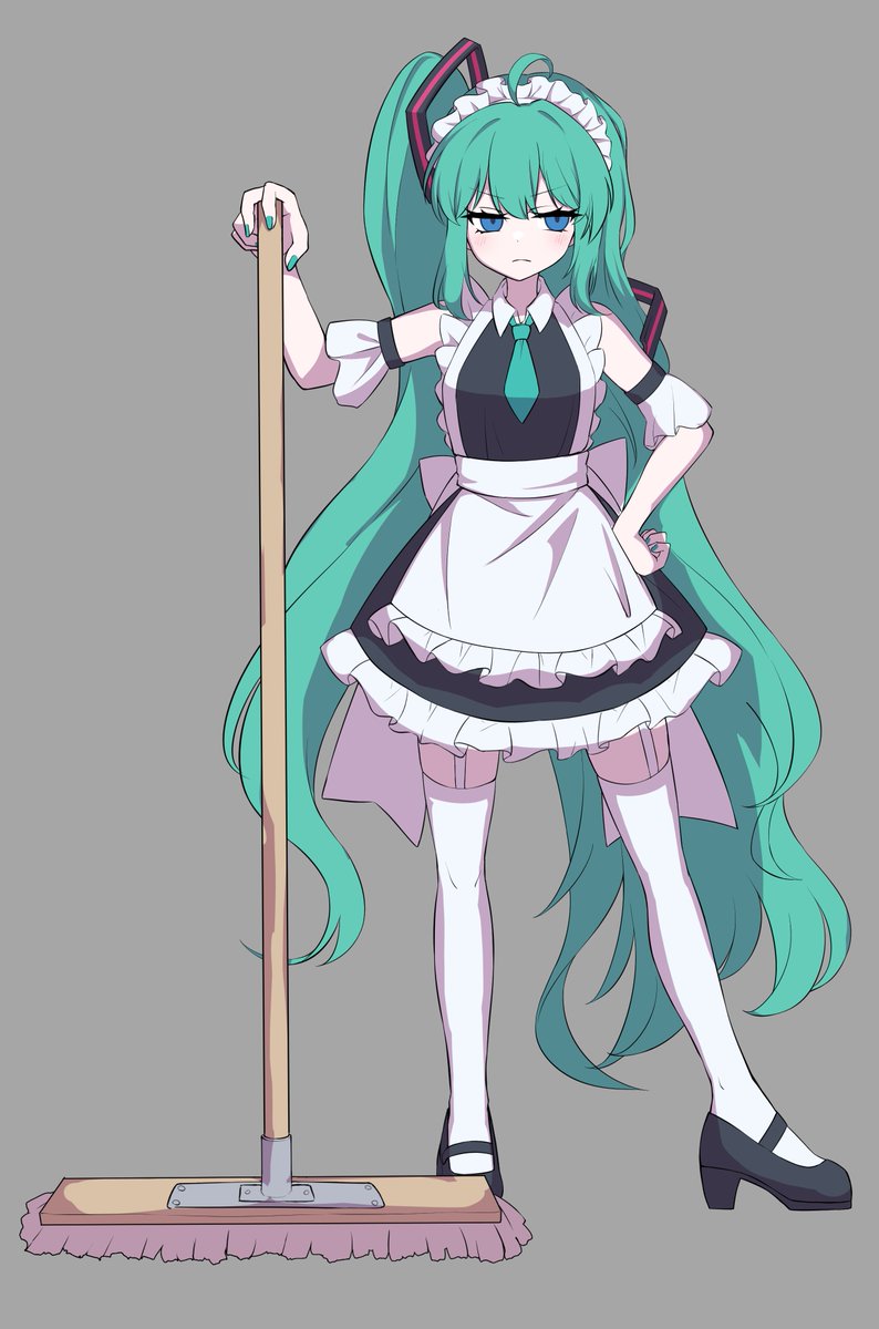 初音ミク 「wip 放置してたメイドだるミク」|まがつきのイラスト