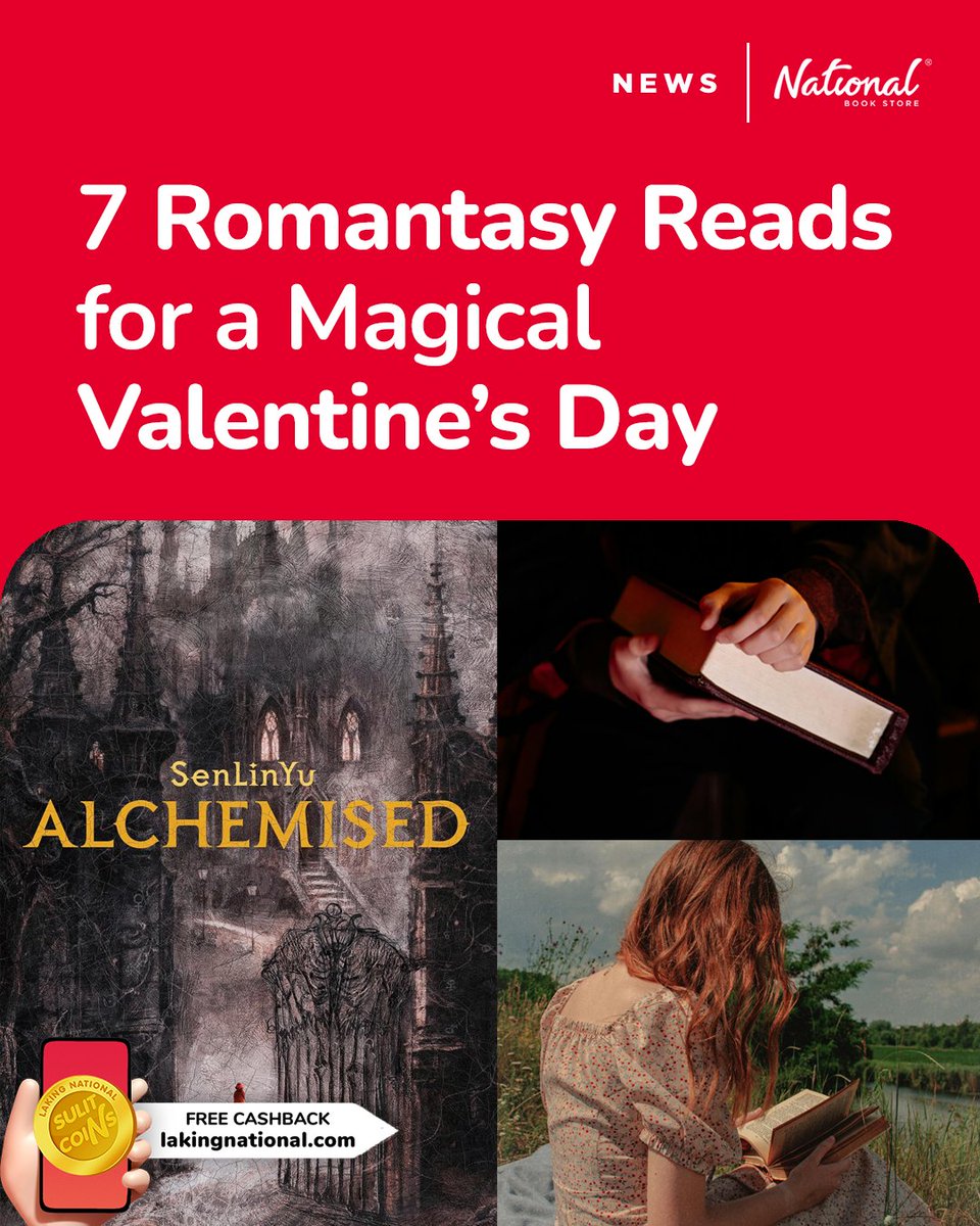 nbsalert's tweet photo. Looking for a love story with a touch of magic? 💖🪄 Here are 7 must-read romantasy titles for your Valentine's TBR!

Find them all at National Book Store. Read the full story via the comment section. 👇

#NBSBuzz #Romantasy #ValentinesDay #ShareTheLove #NationalBookStore https://t.co/2PeCKvSEuu