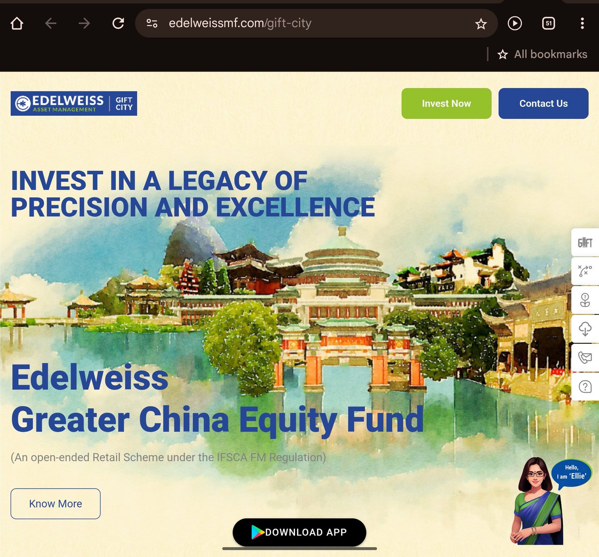iRadhikaGupta's tweet photo. It's online!  Our Greater China fund - GIFT city - is now available to invest online.  This feeds into the same fund as our local Edelweiss Greater China Fund.  Investments start at 5000 USD.

Do visit the link below and click invest now.  If you need any help pls connect with @EdelweissMF 

Link:  https://t.co/UDk9xlUqgL