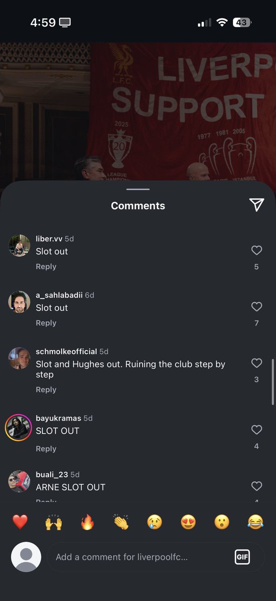 FreedomHK12's tweet photo. @LFC How pathetic and hopeless when Liverpool fans are full of Slot out comments yet still being ignored by Liverpool and FSG management. Hughs, Edwards and @John_W_Henry pls leave the team if u are not acting upon the club's poor performance. https://t.co/Ci1TfoDl6E