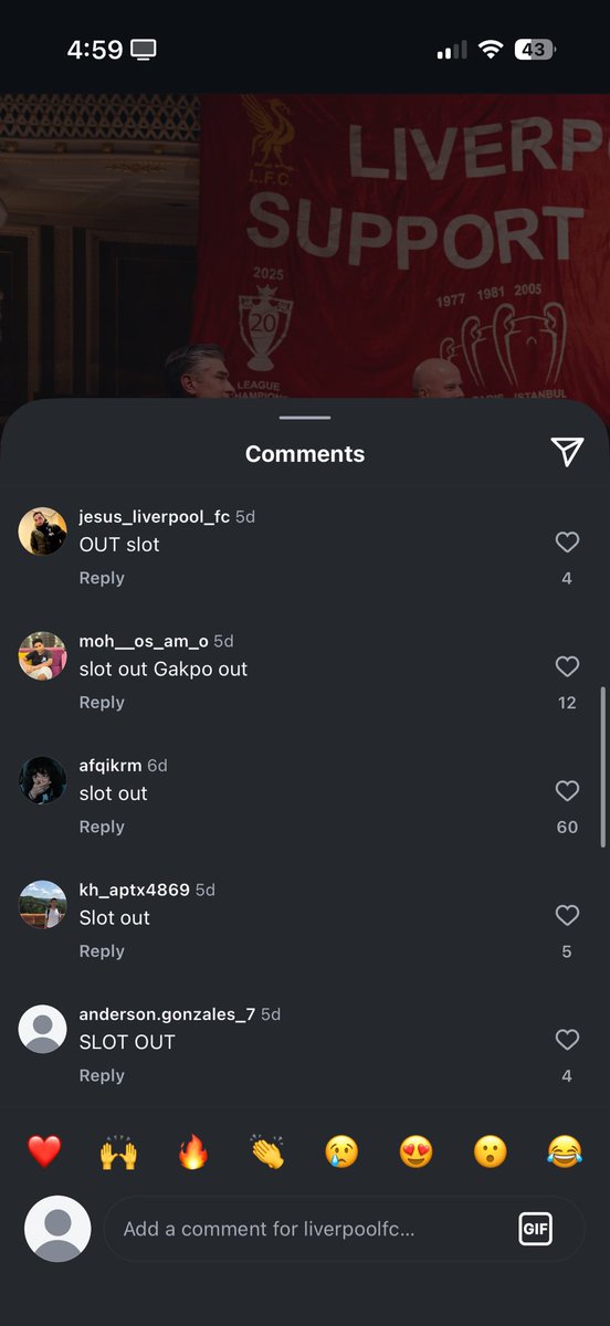 FreedomHK12's tweet photo. @LFC How pathetic and hopeless when Liverpool fans are full of Slot out comments yet still being ignored by Liverpool and FSG management. Hughs, Edwards and @John_W_Henry pls leave the team if u are not acting upon the club's poor performance. https://t.co/Ci1TfoDl6E