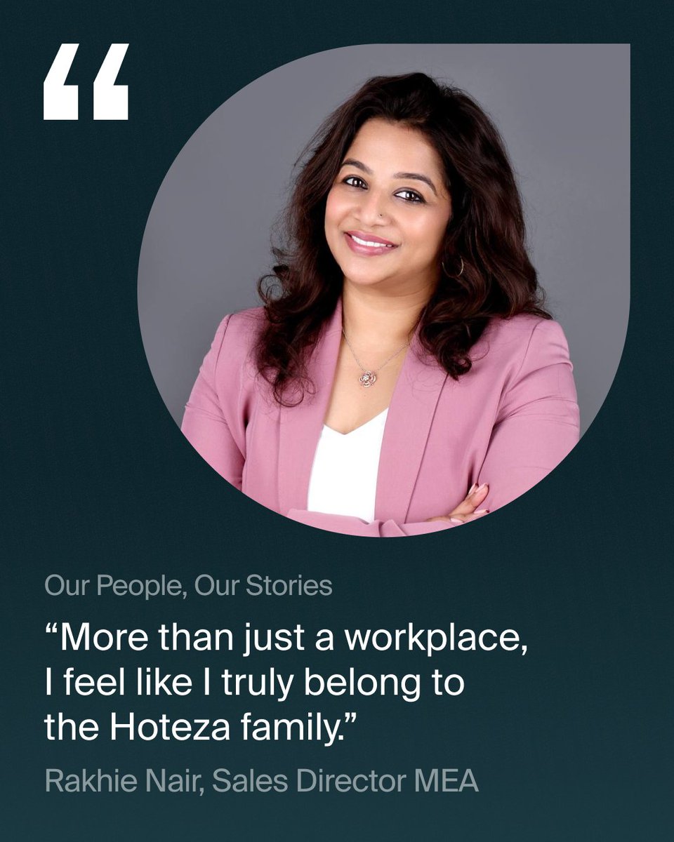Meet Rakhie, MEA Sales Director at Hoteza, whose professional journey began in South India and led her to Dubai, where she now helps shape Hoteza’s presence across the Middle East and Africa. 🌍

Discover Rakhie’s full journey on our About Us page: hoteza.com/people-success… 🚀