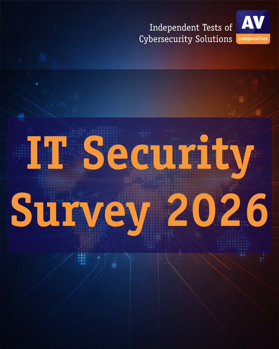 AV_Comparatives's tweet photo. The AV-Comparatives Security Survey 2026 examines how users worldwide approach cybersecurity — from OS and browser choices to trusted security solutions and perceived attack sources.
Explore the full report for free:
https://t.co/qvrdofaAWE
#ITSecurity #CyberTrends #AVComparatives
