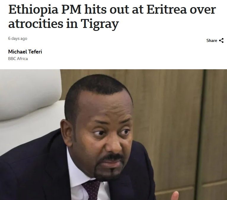 temesgen_kahsay's tweet photo. Speaking of misinformation:

Abiy admitted for the first time that #Eritrean troops had massacred people in Aksum, #Tigray.

@ACLEDINFO has yet to issue an official apology to the people of Tigray, and retract the misinforming data it sold to governments and researchers. https://t.co/gJu5iCVZBN