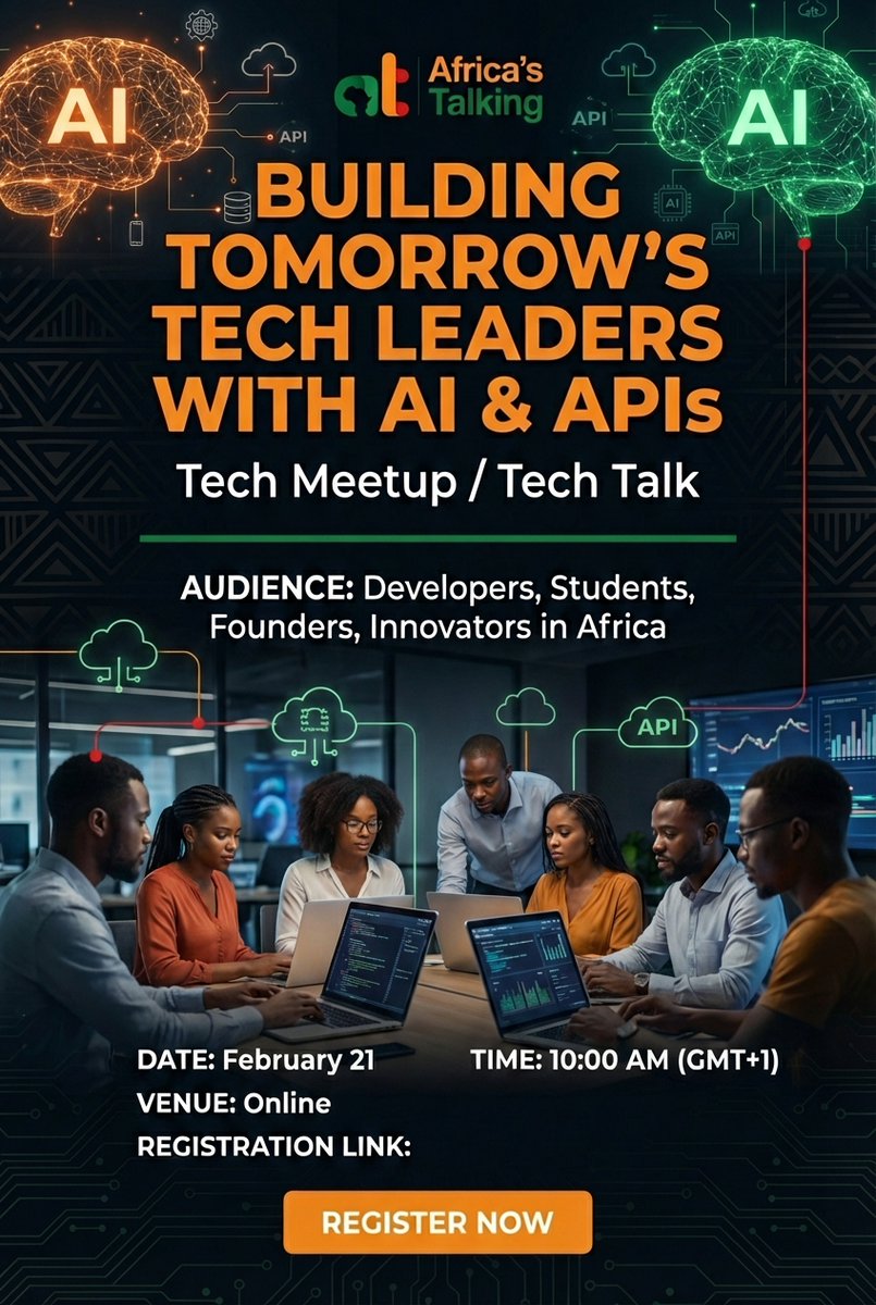 atdevslagos's tweet photo. 🚀 Ready to future-proof your tech career?

Join our AI &amp; APIs Meetup and learn how to become a job creator, not just a job seeker.

Register: https://t.co/J29WDg91HK
#BuildWithAT #AITech #TechLagos https://t.co/3cjI9ayvmw