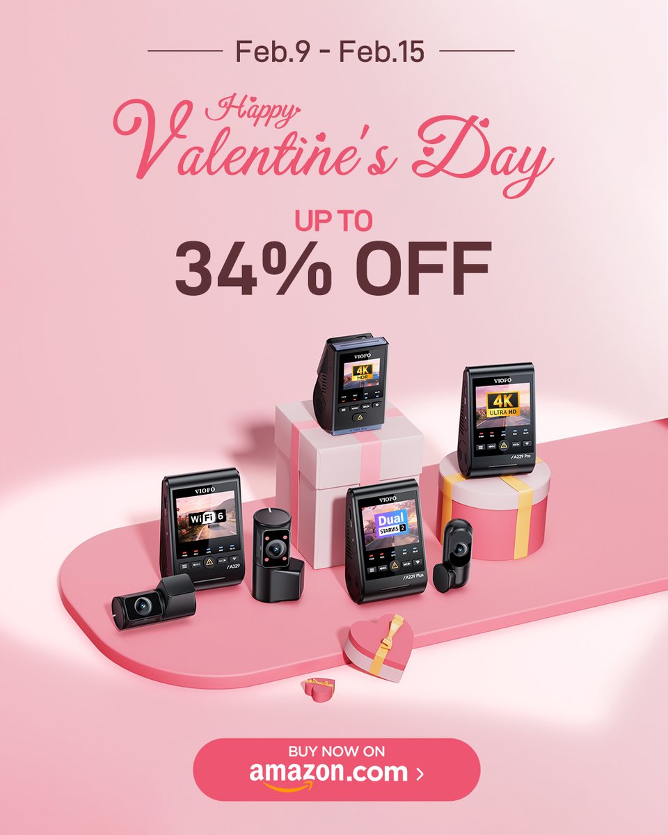 viofo's tweet image. Peace of Mind for Your Valentine. 🎁  
💌 Save up to 34% OFF  
🗓️ Feb 9 – Feb 15  
Upgrade their car tech and protect what matters most. 
Shop now: amazon.com/stores/VIOFO/p… 
#viofo #dashcam #caraccessories #carcare #cartech #carsafety #drivesafe #valentine #sale #valentines_day
