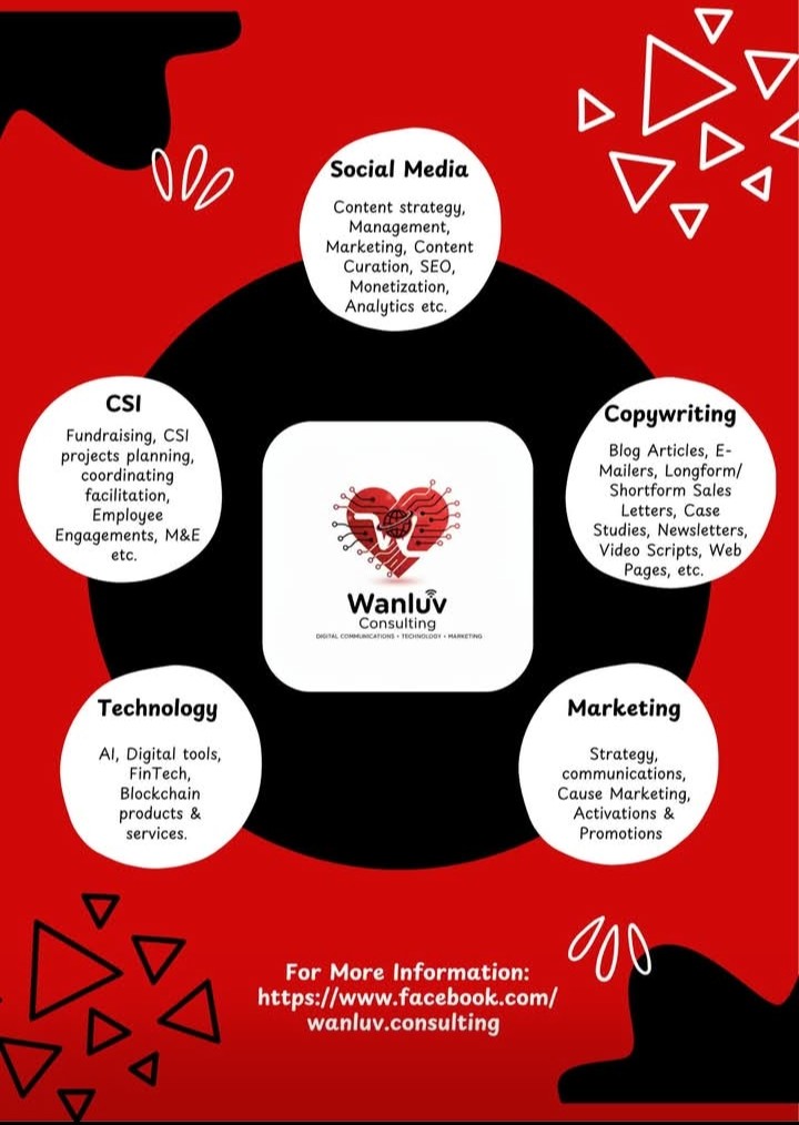 NkoaneT's tweet photo. Introducing #WanluvConsulting to you, specializing in #SocialMedia #SocialMonday #Marketing #Content #Strategy #Copywriting #Technology #AI #FinTech #CSI #CSR
 
We do it for luv!❤️‍🩹❣️♥️

DM for more info. https://t.co/ehSLuPtqHM