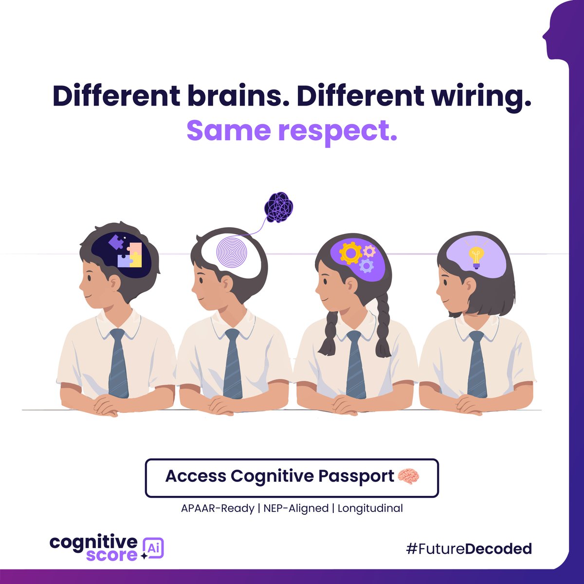CognitiveScore's tweet photo. Children may share a classroom,
but their minds are wired differently.
Respect isn’t indulgence.
It’s the foundation of fair learning.

👉 Access your Cognitive Passport
 https://t.co/YqUVq1qNti

#FutureDecoded #CognitiveScore #NEP2020 #K12 #CognitiveScience #EdTech https://t.co/j7VTXXxPGr