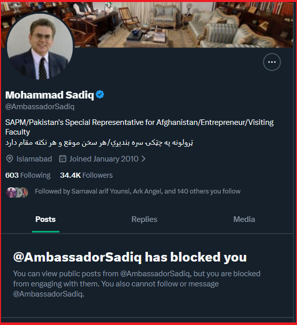 HomayonAhmadi's tweet photo. I call it a badge of honour. This Pakistani politician cannot face reality, the truth strikes him like an arrow, and in the end, he censors and flees. https://t.co/ktpAk6XwwY