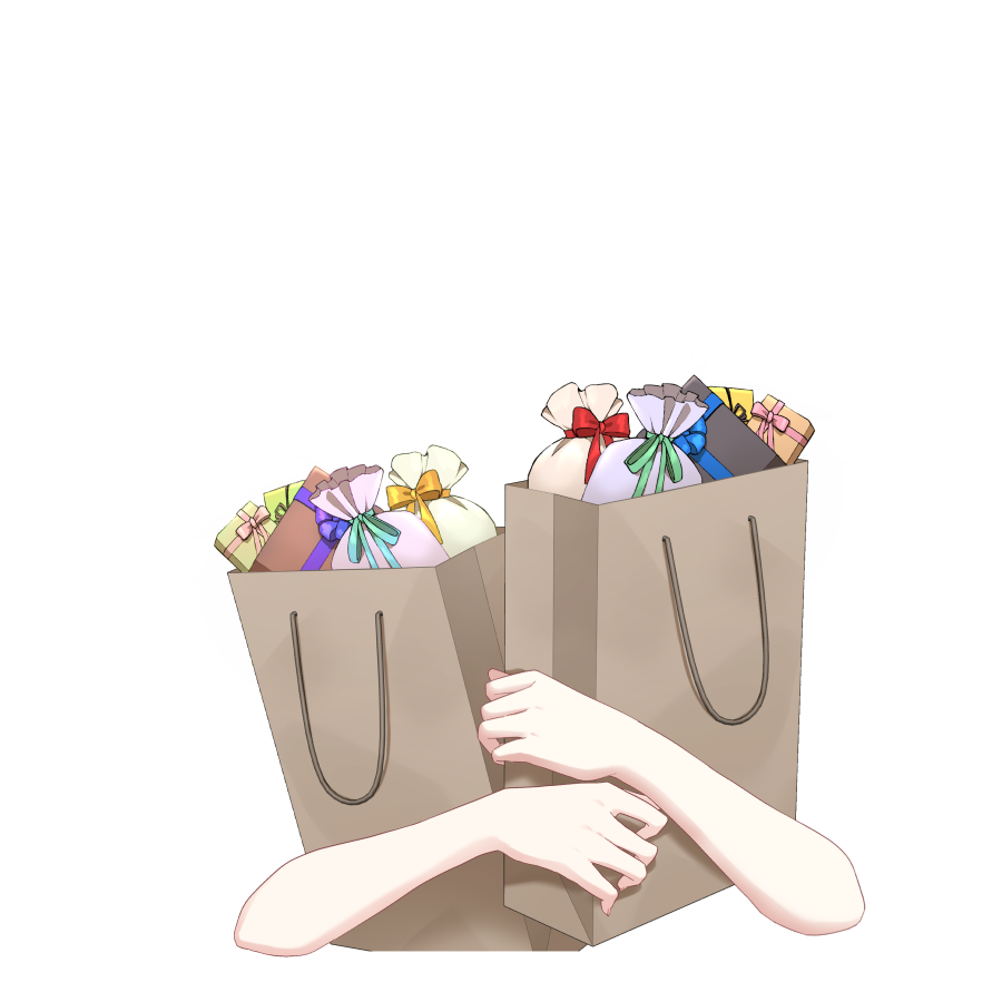 【🐾 素材配布 🐾】
紙袋いっぱいのチョコの素材です！🍫

ご自由にお使いください！✨（商用利用はリプ欄へ）
ご使用報告とても嬉しいです！
使ったらぜひ引用やリプで教えてください〜！🥰

たくさんのチョコに埋もれたかったり、友チョコを配りたい