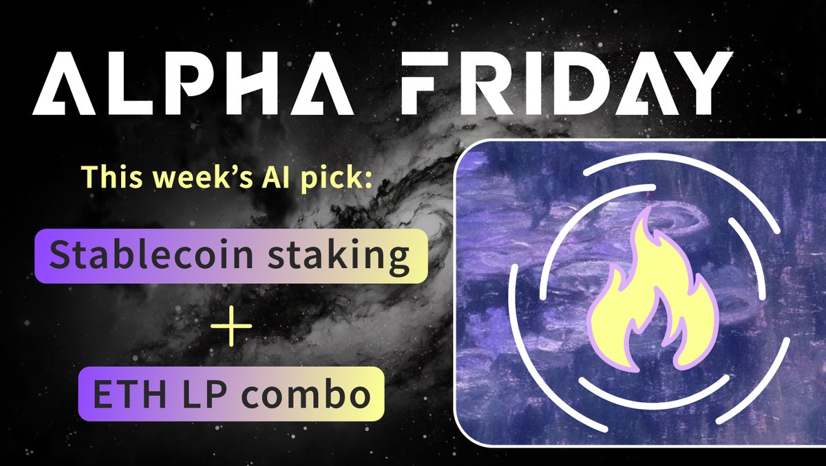 YieldMind_'s tweet photo. 🔥 Alpha Friday!
This week’s AI pick: Stablecoin staking + ETH LP combo.
Stable + scalable = smart.
#YieldMindAlpha #WeeklyYield #SmartCombo https://t.co/68vnOFclyb