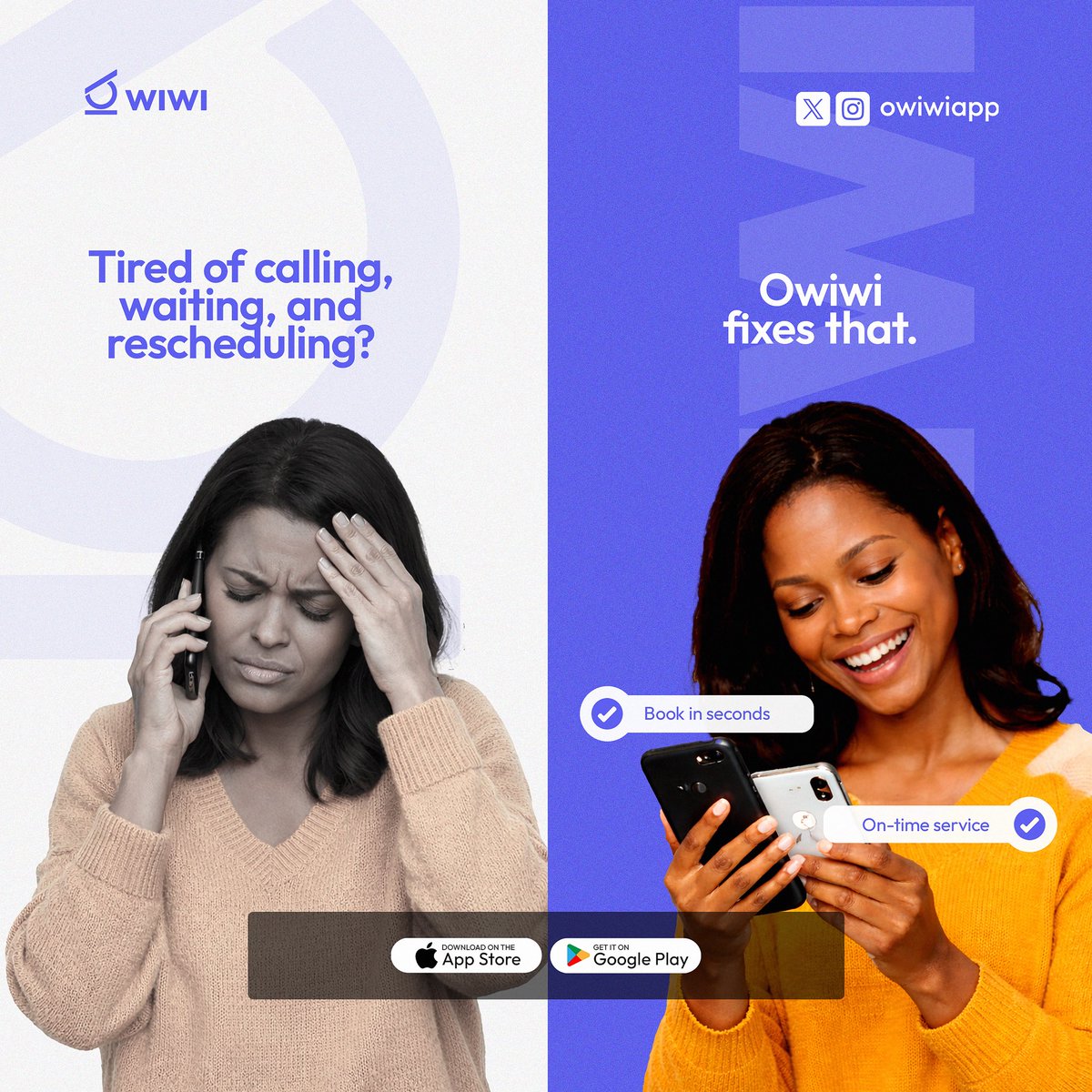 OwiwiApp's tweet photo. Tired of waiting and scheduling?? Owiwi  will fix it for you, from scheduling to booking appointment and also getting proffessional service providers https://t.co/n9M1CeUekh