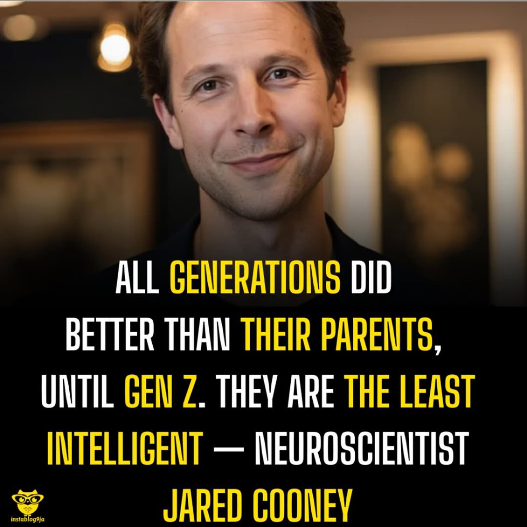 instablog9ja's tweet photo. All Generations Did Better Than Their Parents, Until Gen Zs. They Are The Least Intelligent — Neuroscientist Jared Cooney 

A recent study suggests Generation Z, born between 1997 and 2010, is less cognitively capable than previous generations, largely due to over-reliance on technology. 

Neuroscientist Jared Cooney Horvath, who led the research, told the New York Post, “A sad fact our generation has to face is that our kids are less cognitively capable than we were at their age. Every generation has outperformed their parents until Gen Z.” 

Horvath highlighted weak attention spans, poor problem-solving, and declining reading and math skills. He added, “Most of these young people are overconfident about how smart they are. The smarter people think they are, the dumber they actually are.” 

Teenagers now spend over half their waking hours on screens, often skimming content rather than engaging in deep learning. “Humans are biologically programmed to learn from other humans and from deep study, not flipping through screens for bullet point summaries,” he said. 

Data from 80 countries show that widespread use of digital technology in classrooms correlates with lower academic performance. “Rather than determining what we want our children to do and gearing education towards that, we are redefining education to better suit the tool. That is not progress; that is surrender,” Horvath noted. 

He urged governments to implement policies that help Generation Alpha maximize their brains and avoid similar cognitive decline.