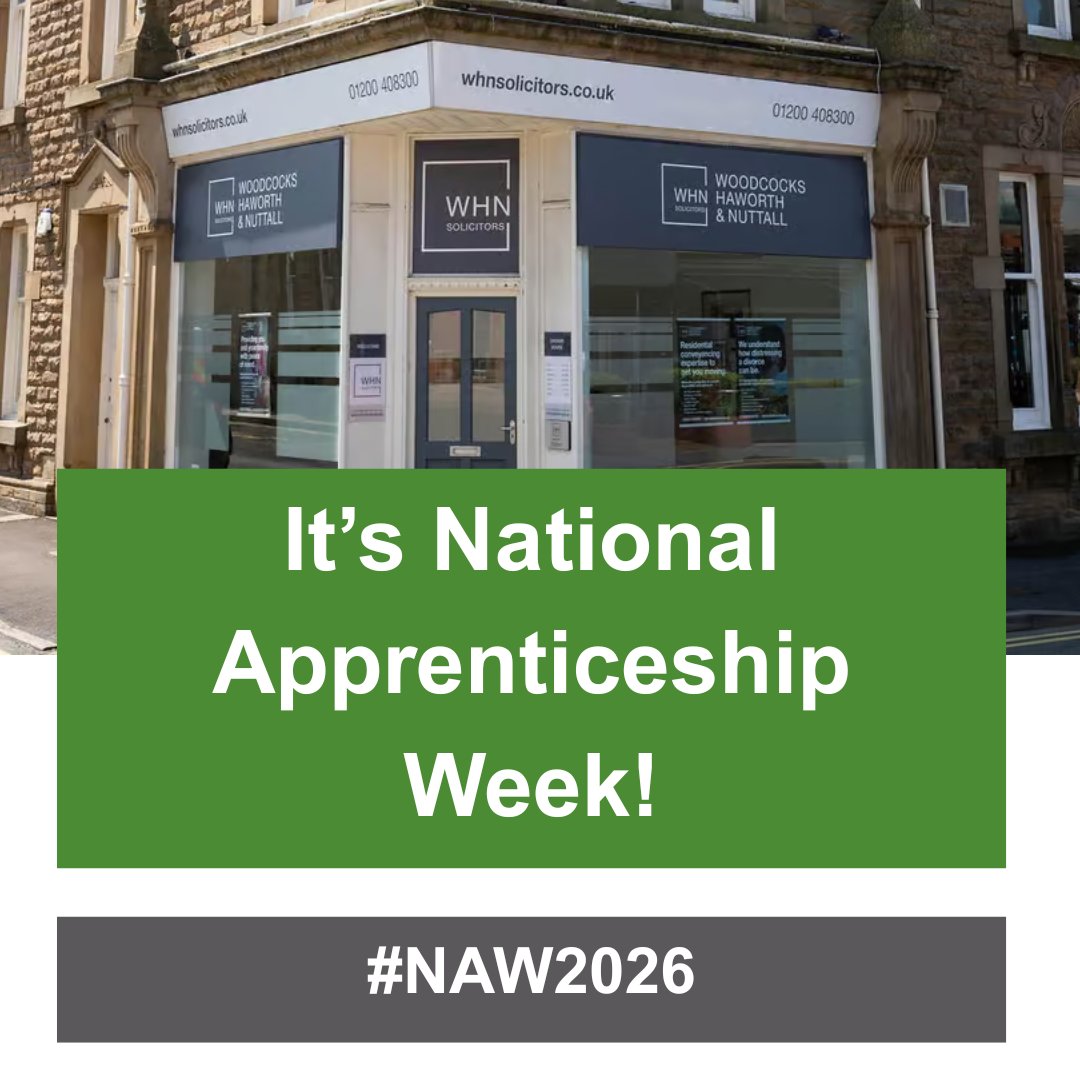 WHNSolicitors's tweet photo. It’s National Apprenticeship Week and we’re proud to support 9 apprentices across a range of teams. This week we’ll be sharing their stories and what apprenticeships really look like at WHN.

#NAW2026 #Apprentice #LegalExperts #HereToHelp https://t.co/mAs3dg7pMm