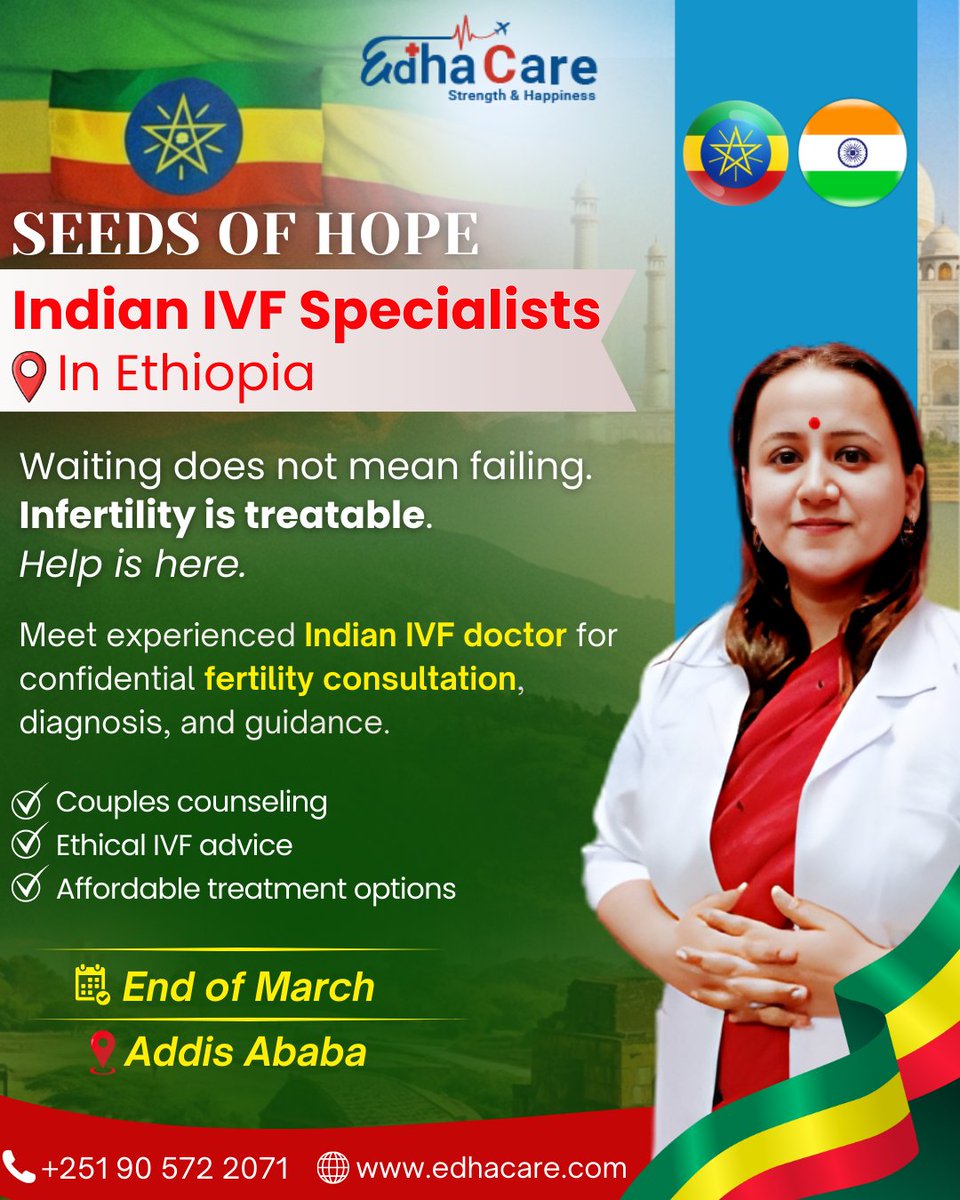 edhacare's tweet photo. Infertility is treatable.
Expert IVF guidance is coming to Ethiopia.
📍 Addis Ababa | End of March
Because every journey deserves clarity and care.

#IVFCare #FertilitySupport #InfertilityAwareness #Healthcare #Ethiopia #AddisAbaba #WomensHealth #Hope https://t.co/cmY43vvK6R