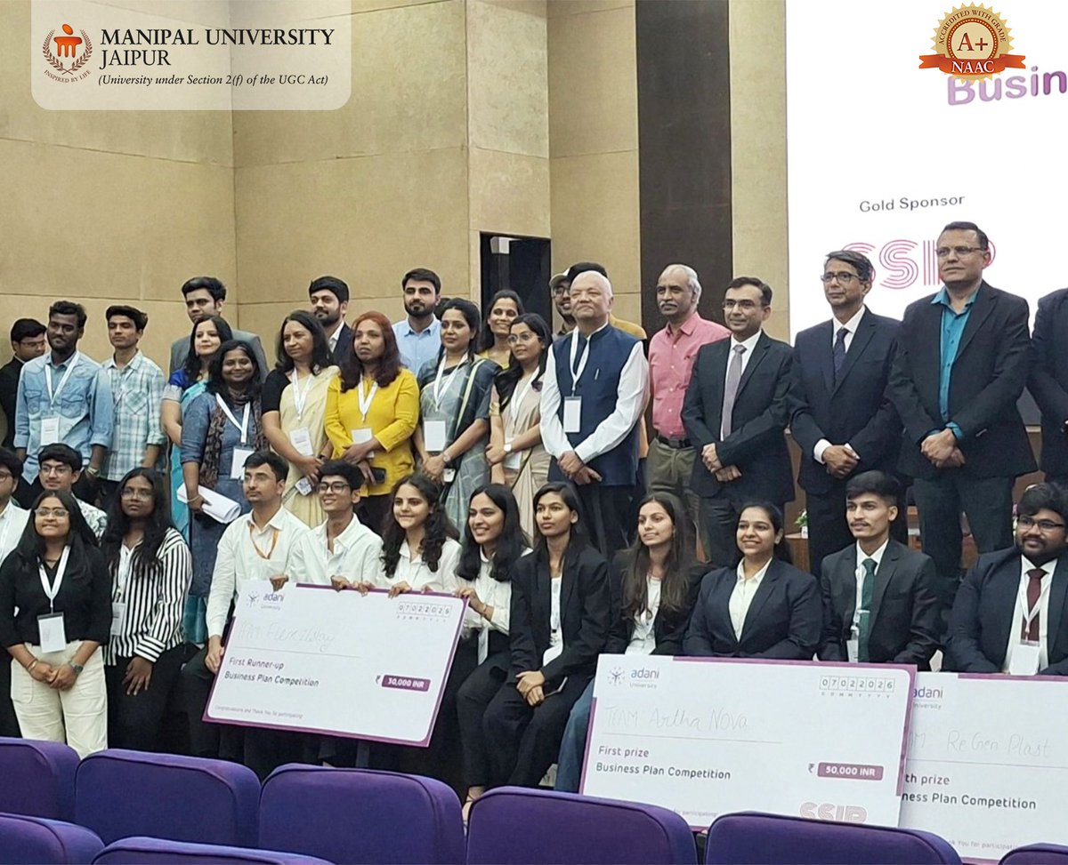 Jaipur_Manipal's tweet image. 🏆 Team Flexzistay (MUJ) secured First Runner-Up at the Adani University Business Plan Competition, standing out among 120+ teams nationwide.

#MUJ #StudentAchievement #ProudMoment
