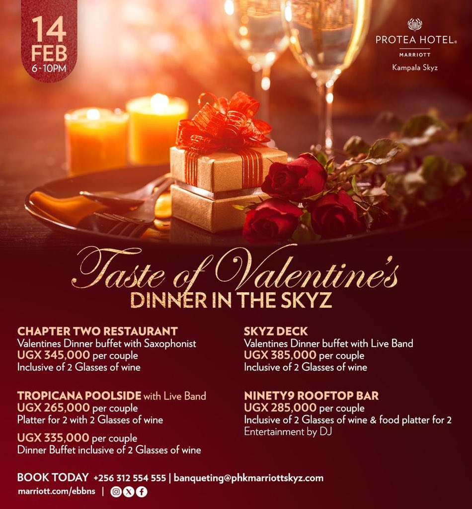 AquafinaUganda's tweet photo. Sing. Win. Dine in the sky!

Win a dinner for two at Kampala’s luxurious @SkyzHotel , courtesy of Aquafina. 

Join the #SingForLove challenge sing your heart out, and you could be dining in the sky. 

Follow our pages to find out how.

T&amp;Cs apply!

#valentineswithaquafina https://t.co/u7leoCQNEa