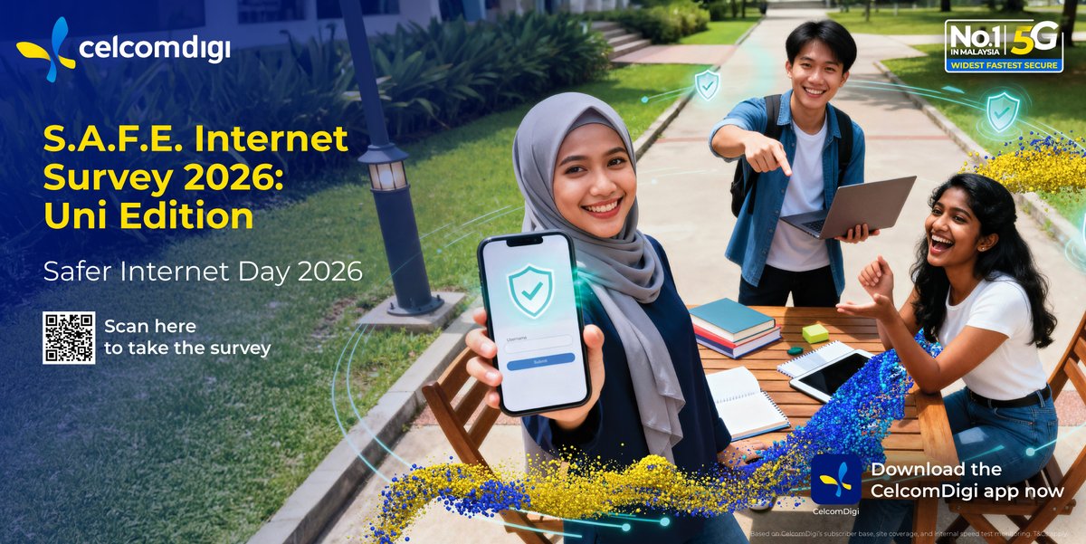 CelcomDigi Berhad is launching the S.A.F.E. Internet Survey 2026: Uni Edition in conjunction with Safer Internet Day 2026, to better understand how young Malaysians experience and respond to increasingly sophisticated online threats, including scams made harder to detect through