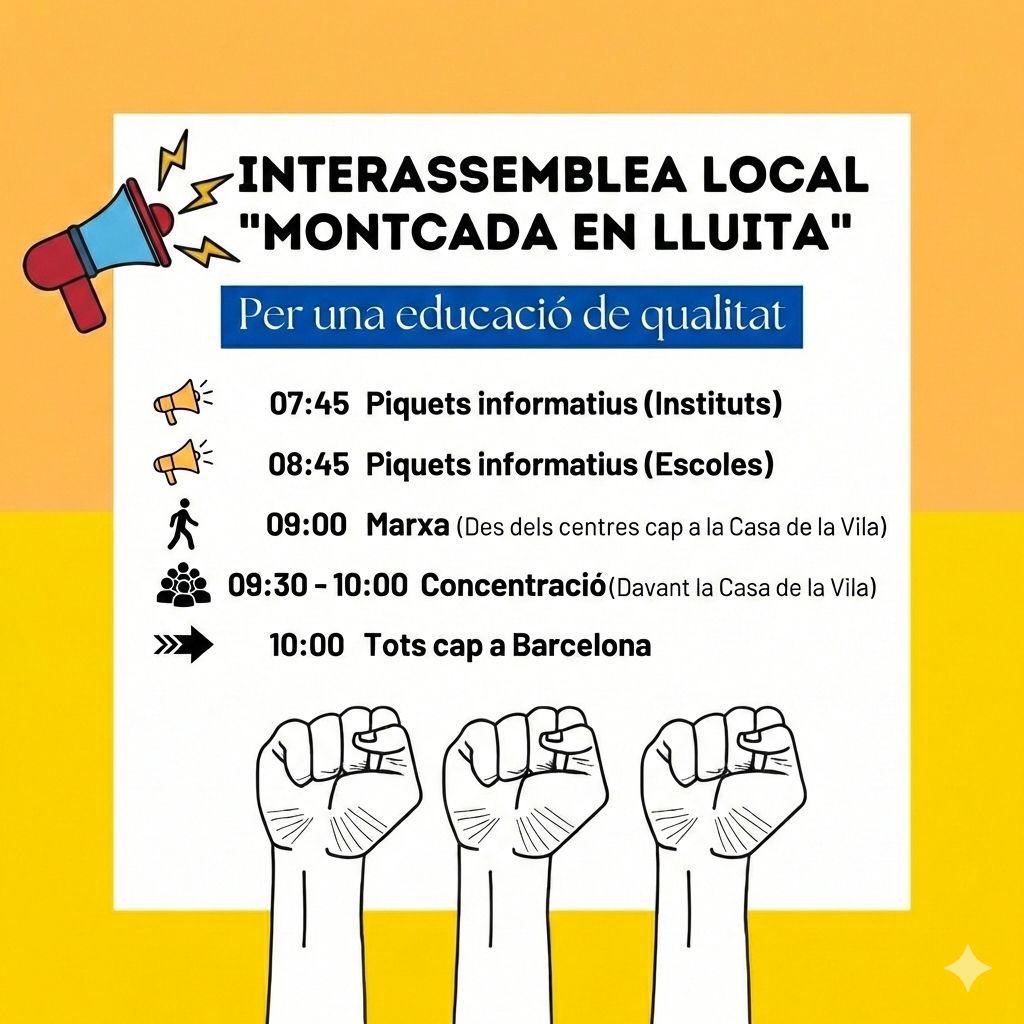 Avui és dilluns però nosaltres ja pensem en dimecres. #VagaEducativa #Montcada ✊🏼