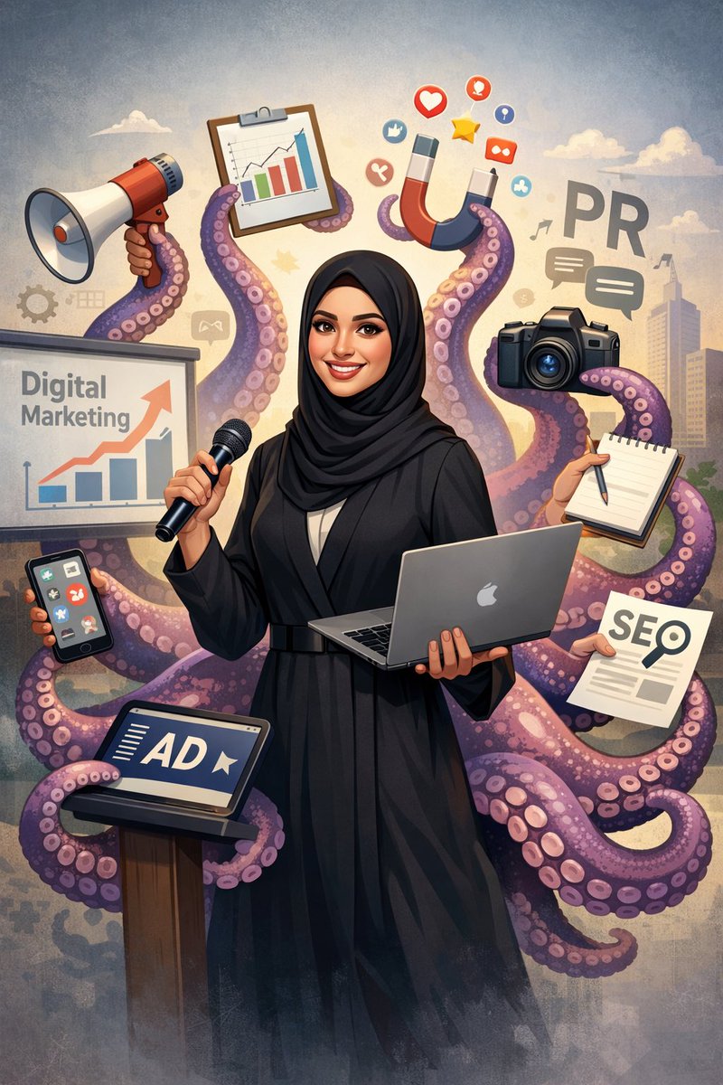 al_rayih's tweet photo. ترند ChatGPT للرسم التمثيلي كان تذكير لطيف
بأن تعدد الأدوار صار جزء من هويتنا المهنية…
حتى الذكاء الاصطناعي لاحظه 🐙✨ https://t.co/PsadoJCLuD