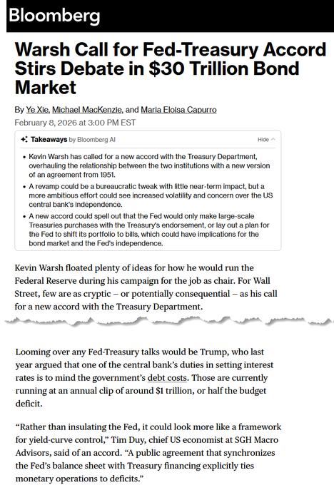 ekwufinance's tweet image. Warsh, the next Fed chair, will inflate the debt away.

He is in favor of yield curve control.

- This means pegging US short-term interest rates to an artificially low level
- The Fed commits to buying unlimited amounts above that level to push interest rates down

This would be