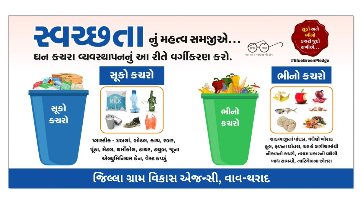 sbmvavtharad's tweet photo. "ગામ અમારું સ્વચ્છ રહે, એ જવાબદારી અમારી છે! 🏡✨

કચરાનું યોગ્ય વર્ગીકરણ એ પર્યાવરણને બચાવવાનો સૌથી સરળ રસ્તો છે. આજે જ પ્રતિજ્ઞા લઈએ કે આપણે સૂકો અને ભીનો કચરો અલગ-અલગ ડસ્ટબિનમાં જ નાખીશું.

📍 જિલ્લા ગ્રામ વિકાસ એજન્સી, વાવ-થરાદ 

@dpvavtharad @drdavavtharad @crd_gujarat01 https://t.co/arzIocm8o0