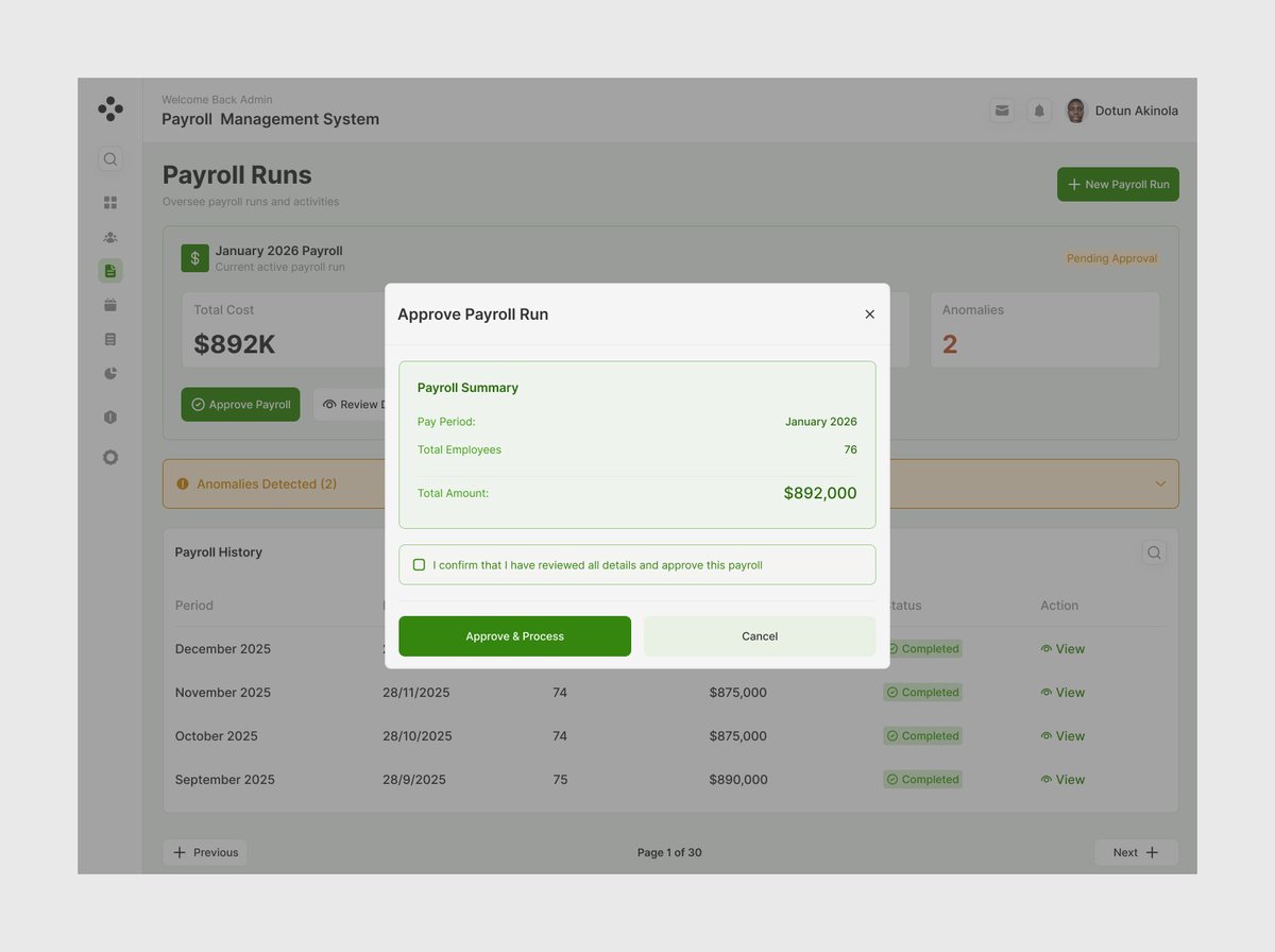 DotunXYZ's tweet photo. Modals for;
- Creating new payroll run
- Approving and processing payroll https://t.co/rNnSwHmS0v