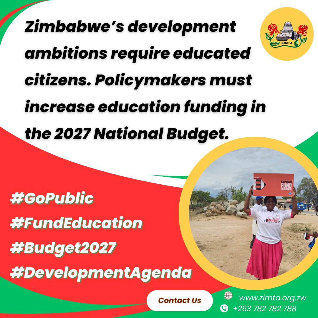 zimta01's tweet image. Zimbabwe’s ambitions need a solid foundation: Education.  We are calling for a budget that reflects the value of our students and educators.
​✅ Increase funding.
✅ Support public schools.
✅ Build the future.
​#GoPublic #FundEducation #ZIMTA