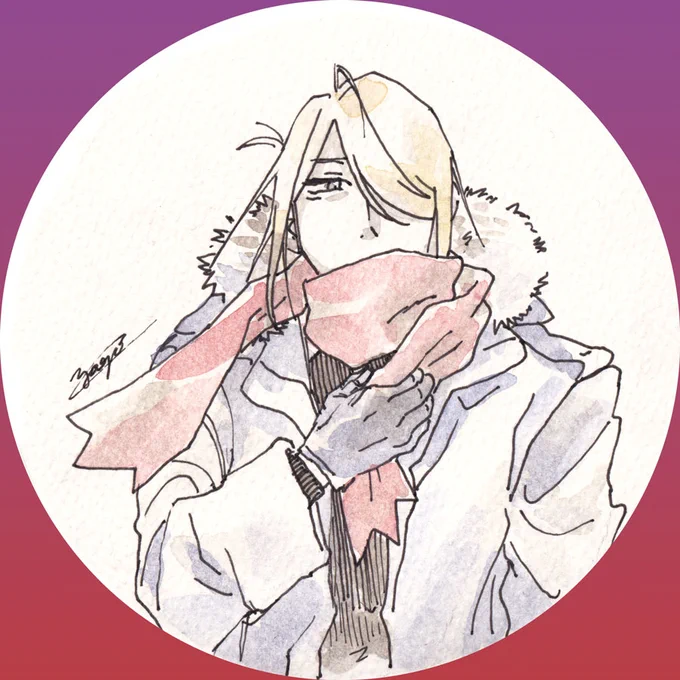 きのう無配で何人かの手に渡ったアナログイラストを事前にスキャンしてたのでちょっとずつ載せていく ォョもしくはォとョ単体