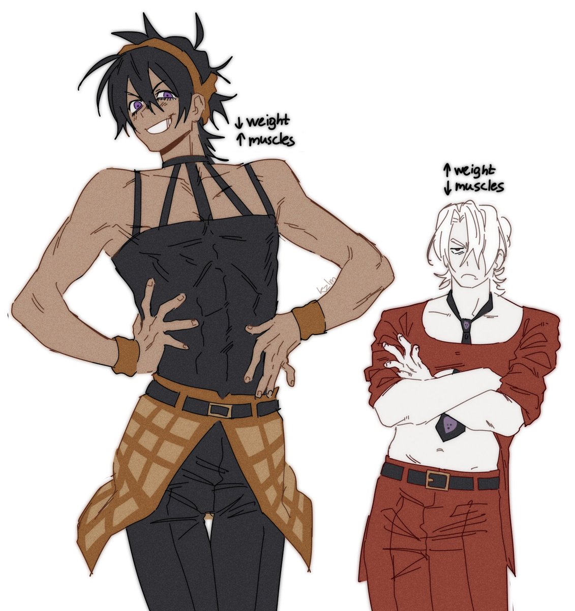 I tried to draw other body types but I don't draw anything except Fugo and Narancia so they became the test subjects