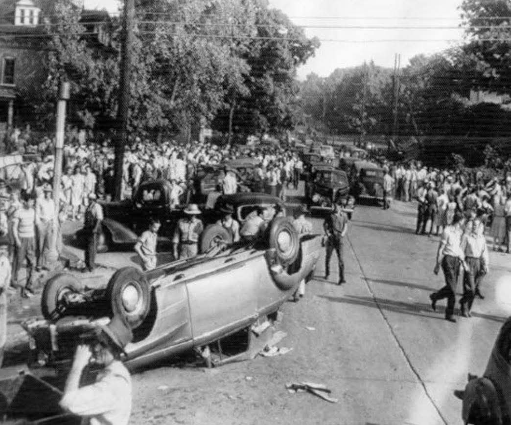 In 1946, a local election in Tennessee was run by corrupt politicians who used deputies to arrest voters and hide the ballots in the jail. World War II veterans, newly home and fed up, picked up rifles and surrounded the jail until the officials inside surrendered.

A moment from