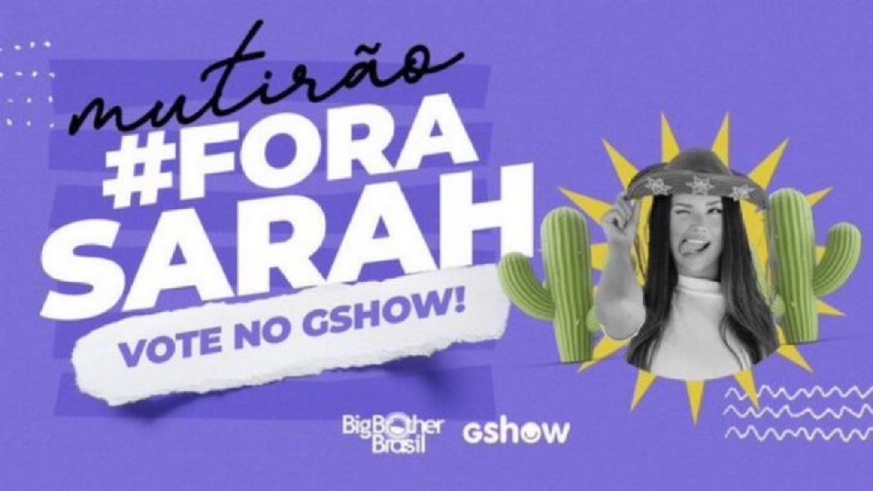 streamersju's tweet photo. Eu sei que tem um tempinho, mas vi fazer minha obrigação de cacto e #ForaSarah. VAI NO GSHOW E DEIXE SEU VOTO https://t.co/wx7lWnzDwJ