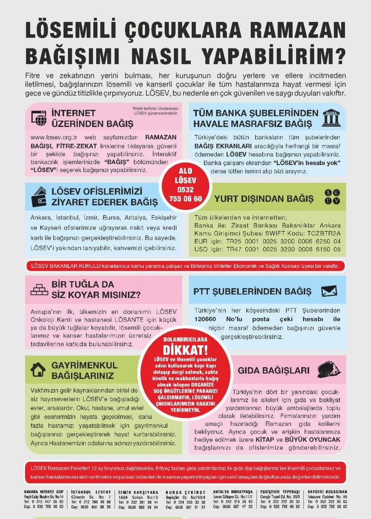 Ramazan paylaşmanın, şifanın ve merhametin ayı… Fitre ve zekât bağışlarınızla önce çocuklar iyileşsin
Bir çocuğun gülümsemesi, bir annenin duası sizinle çoğalıyor. 
Ramazan BAĞIŞLARINİZ la Önce çocuklar iyileşsin 🧡 #lösev🧡
