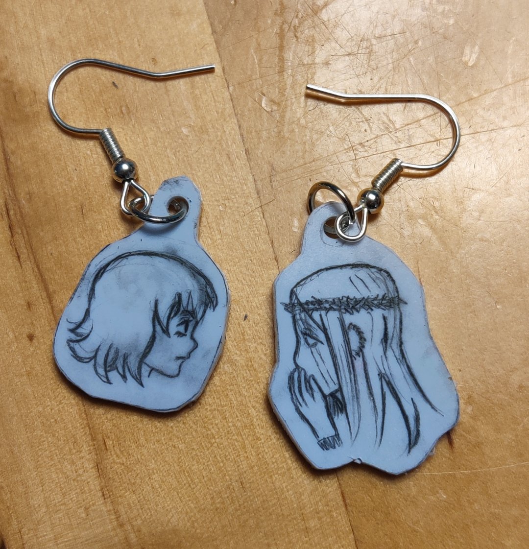 JaJa89608200's tweet photo. My "Negotiation" Earrings 😊 (made with shrinking paper) Turned out a bit smudgy but I love them nonetheless! https://t.co/G97t28UTiw