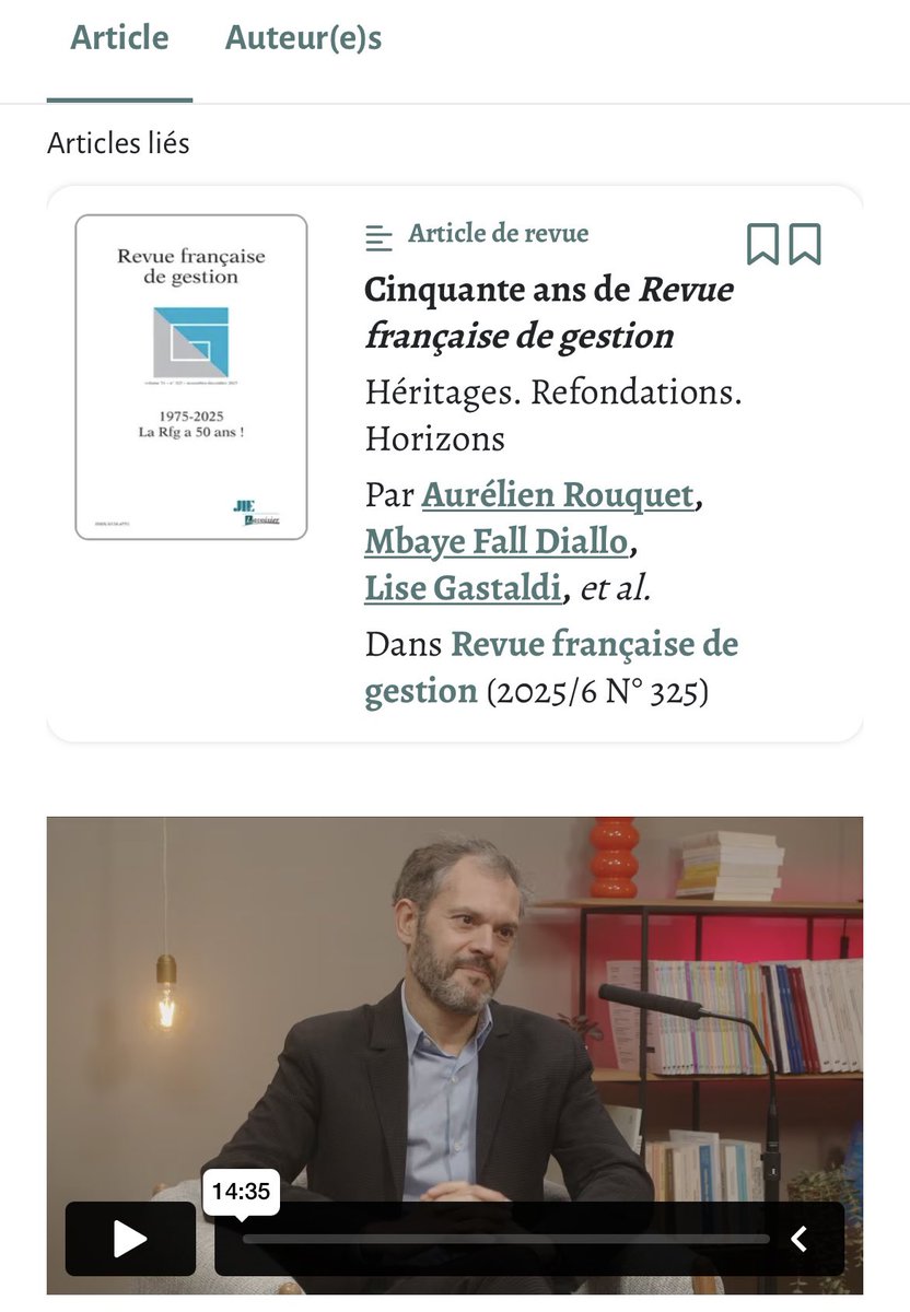 IQSOG's tweet photo. [Nova Scientia] 

Rouquet, A.  (2026). 1975-2025. La Revue française de gestion a 50 ans ! Revue Audiovisuelle de la Valorisation des Savoirs Scientifiques, . 1(1), 6-6. https://t.co/ICbwPGQL75. https://t.co/svxilSxokv