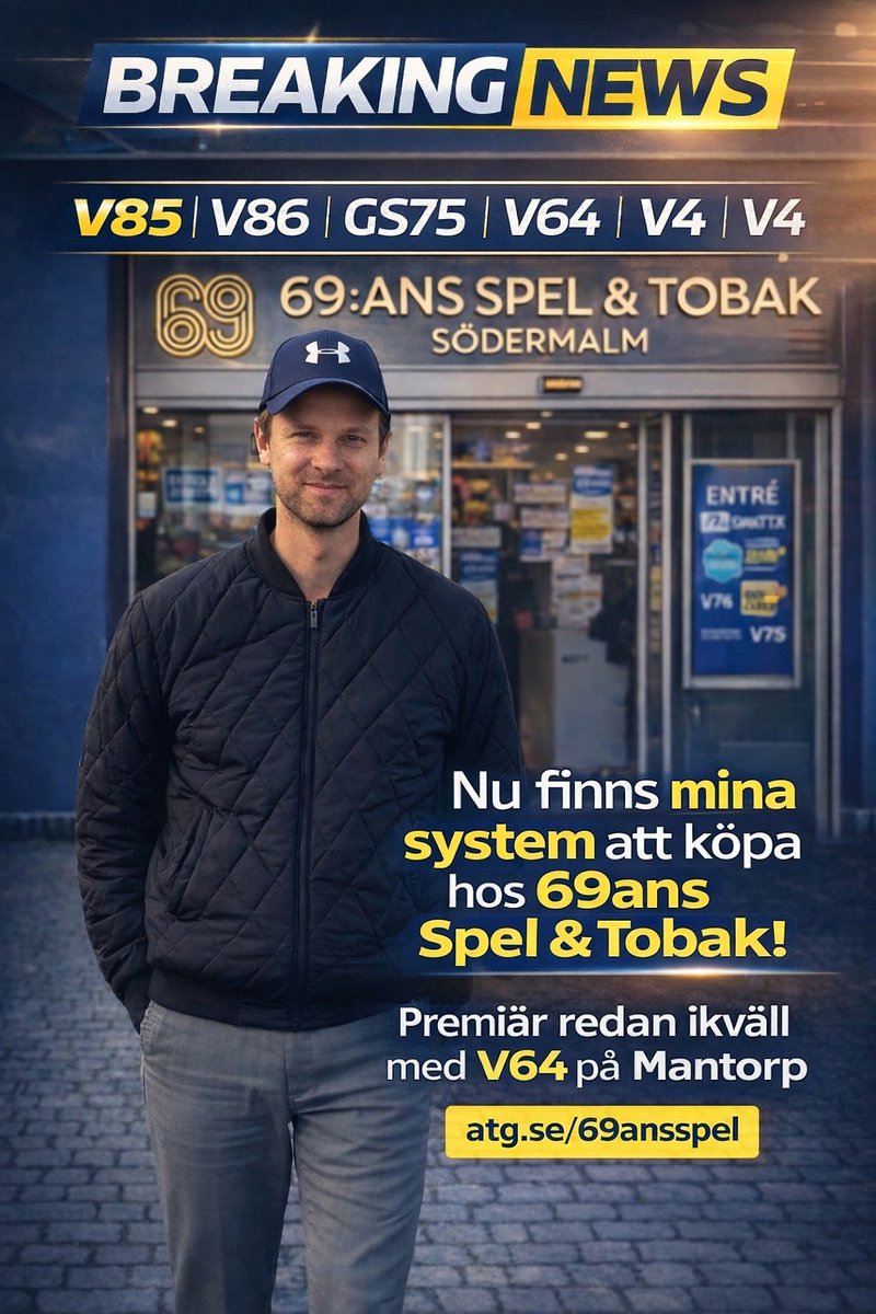 🌟Breaking News🌟
Från och med idag, tillhör jag ett av landets största ombud 69ansspel i Stockholm.
🔥Premiär med V64 ikväll på länken finns mina andelar från 50 - 299 kr.
🔶Vinnarskallens andelar: 
atg.se/andelsspel?gam…