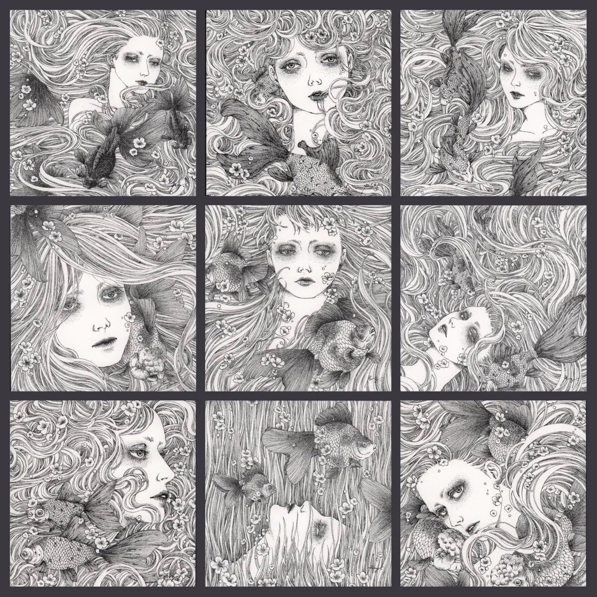 そろそろペン画を描く時間がとれそうです。
ペン画のことを忘れないで…
『わたしのことをわすれないで』
100x100mm / series of 9 drawings
pen, sumi, paper
