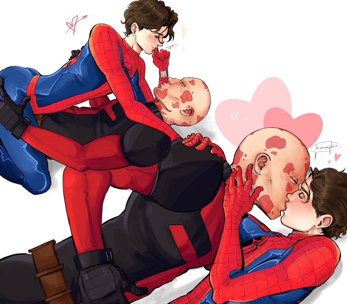 quiestlio's tweet photo. im way too bum ass lazy for a background #spideypool https://t.co/bu39FCHOq4