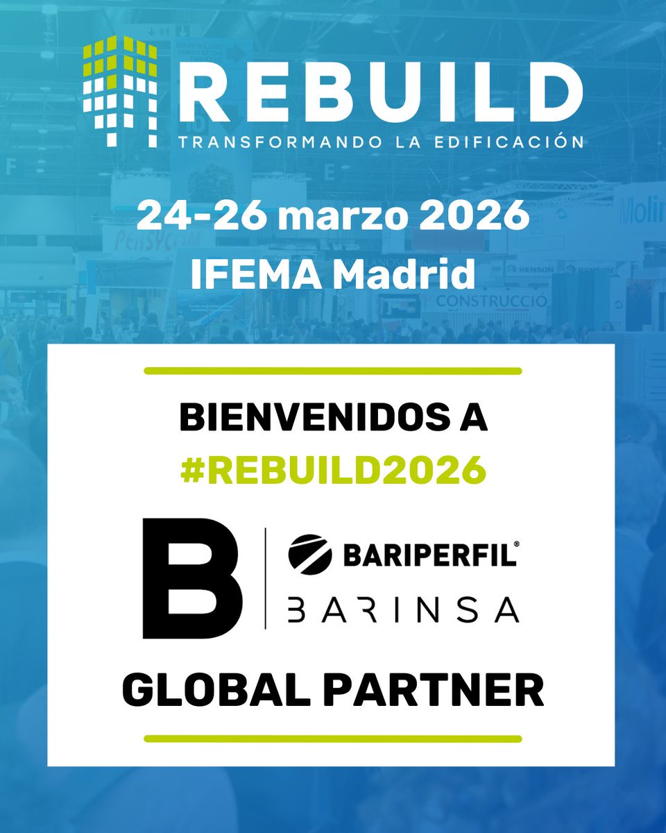rebuildexpo's tweet image. 🚀 ¡Damos la bienvenida a @Bariperfil como Global Partner de #REBUILD2026!

🏗️ Presentarán sus soluciones en revestimientos y construcción industrializada para proyectos más eficientes e innovadores.

🎟️ Consigue tu entrada aquí 👉 bit.ly/40HzssX

#Bariperfil #Partner