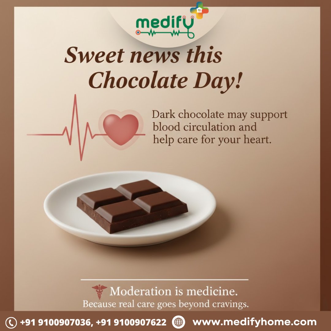 Medifyhome's tweet image. 🍫 Sweet news this Chocolate Day! ❤️

Enjoying dark chocolate the right way may gently support blood circulation while caring for your heart.

🔗 Lipid Profile Test :
 medifyhome.com/lipid-profile/…

📞 Call: +91 9100907036
🌐 Visit: medifyhome.com

#MedifyHome #ChocolateDay